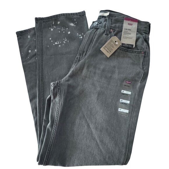 Levis Low Pro Straight Jeans Gray Size 29 Grey Denim Pants Vintage Distressed - Picture 11 of 14